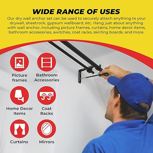 Miniatura 8 de Qualihome Anclajes autoperforantes para paneles de yeso  Anclajes de plástico para paneles de yeso, paneles de yeso, chapa  Anclajes de tornillo