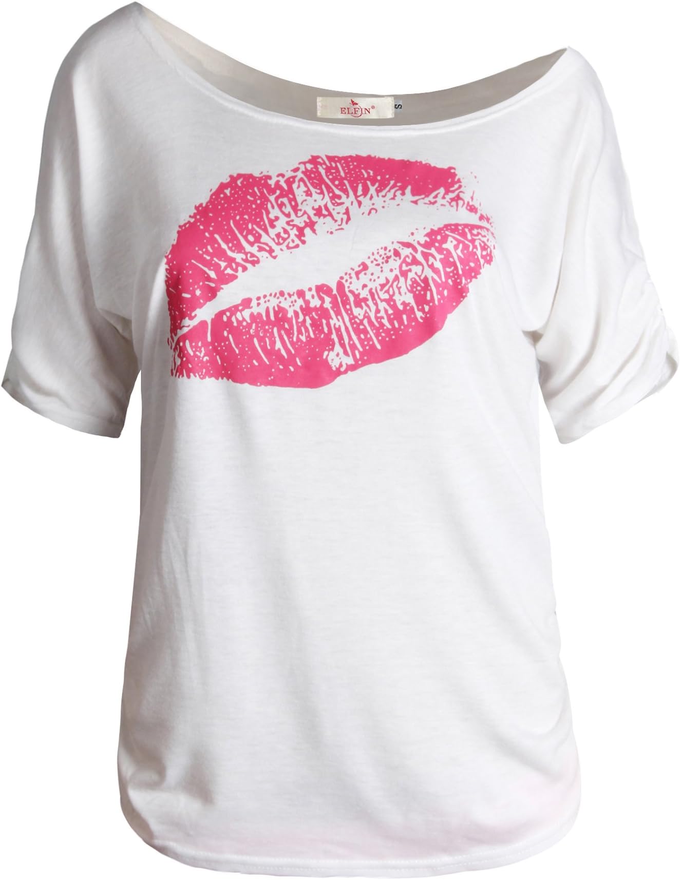 LANOU Women's Lips Off Shoulder Tops T-shirt