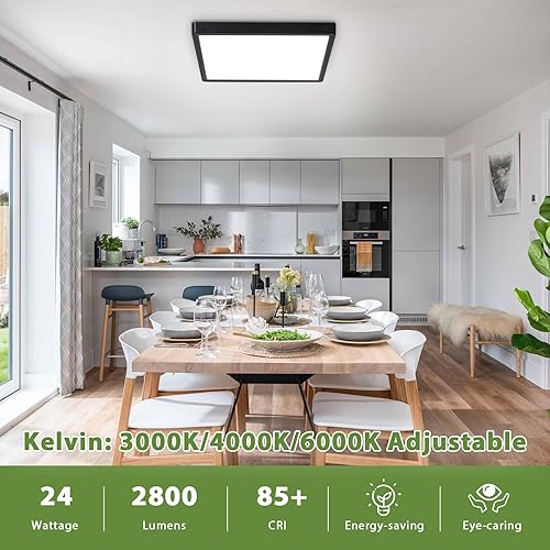 Miniatura 4 de Rezant Lámpara de techo LED empotrada de 12 pulgadas, 24 W, 3000 K4000 K6000 K, luz de techo LED ajustable, 2800 lm para dormitorio, cocina, pasillo