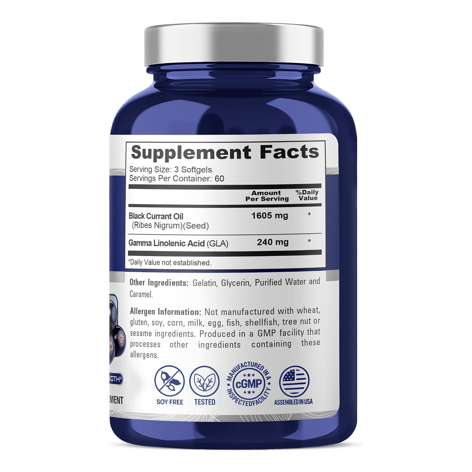 NusaPure Black Currant Seed Oil, Soyfree, 1605mg, 180 Softgel - 60 Servings — Amazon image 2