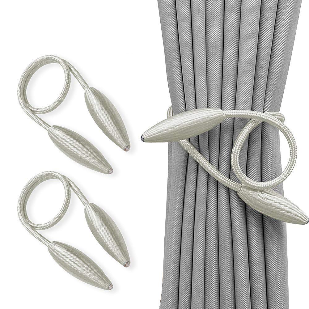 Pair Of Twist Rope Curtain Tie Backs (White)