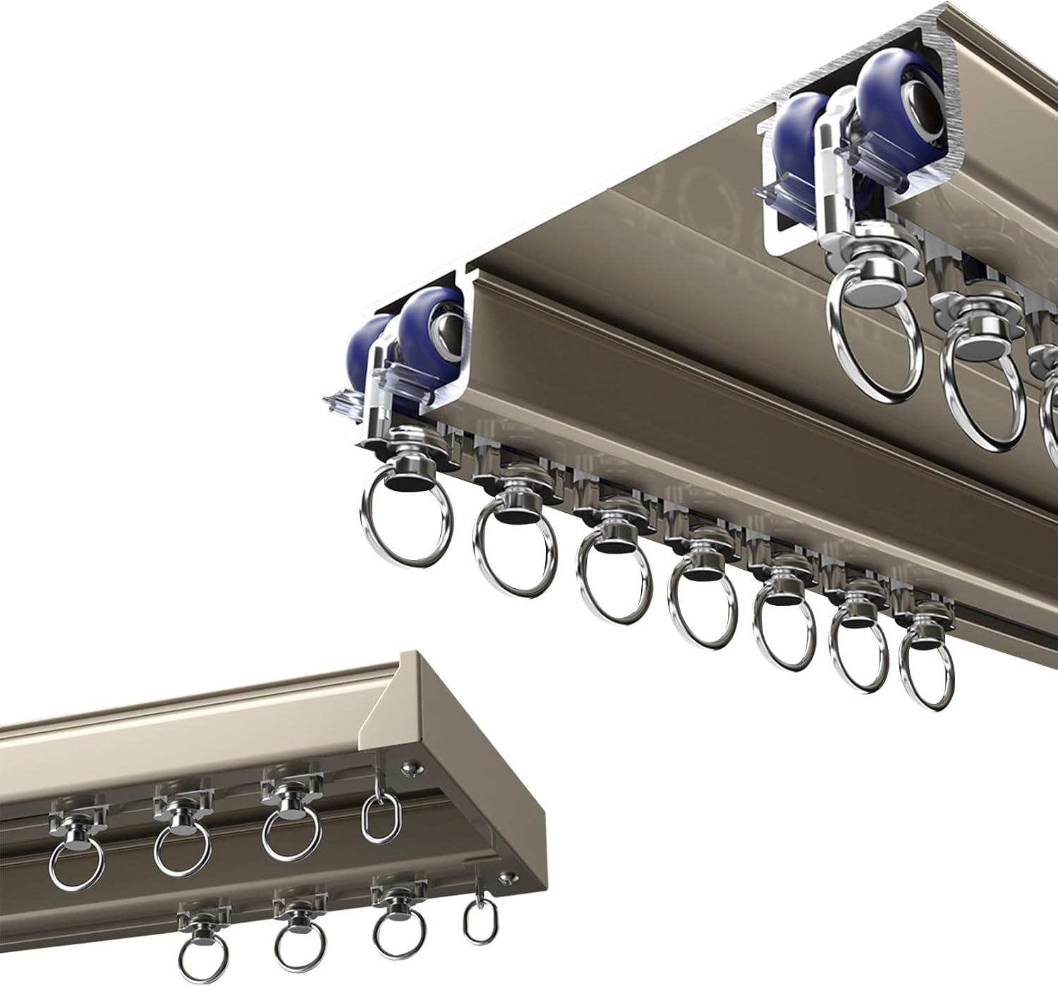 Heavy-Duty Curtain Conjoined Double Track, Ceiling Curtain Track for Living Room Bedroom, Double Silent, Nano Silent Strip, for Curtains and Gauze Curtain, Aluminum Curtain Tracks