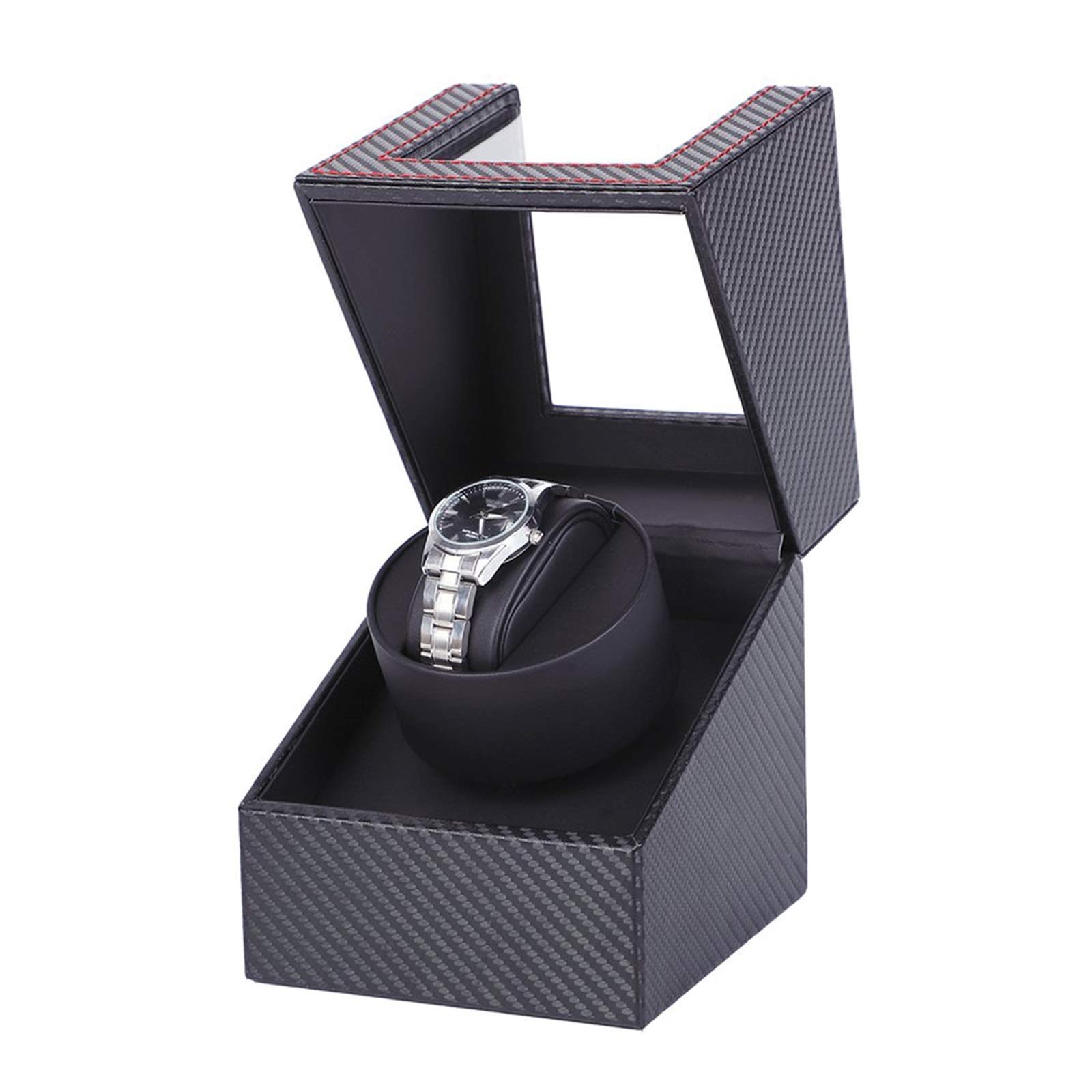 ShandongmtWatch Accessories Automatic Single Watch Winder Box Wood Shell Carbon Fiber Leather Silent Motor for Men’s and Ladies Wrist Watch Accessories Shandongmt