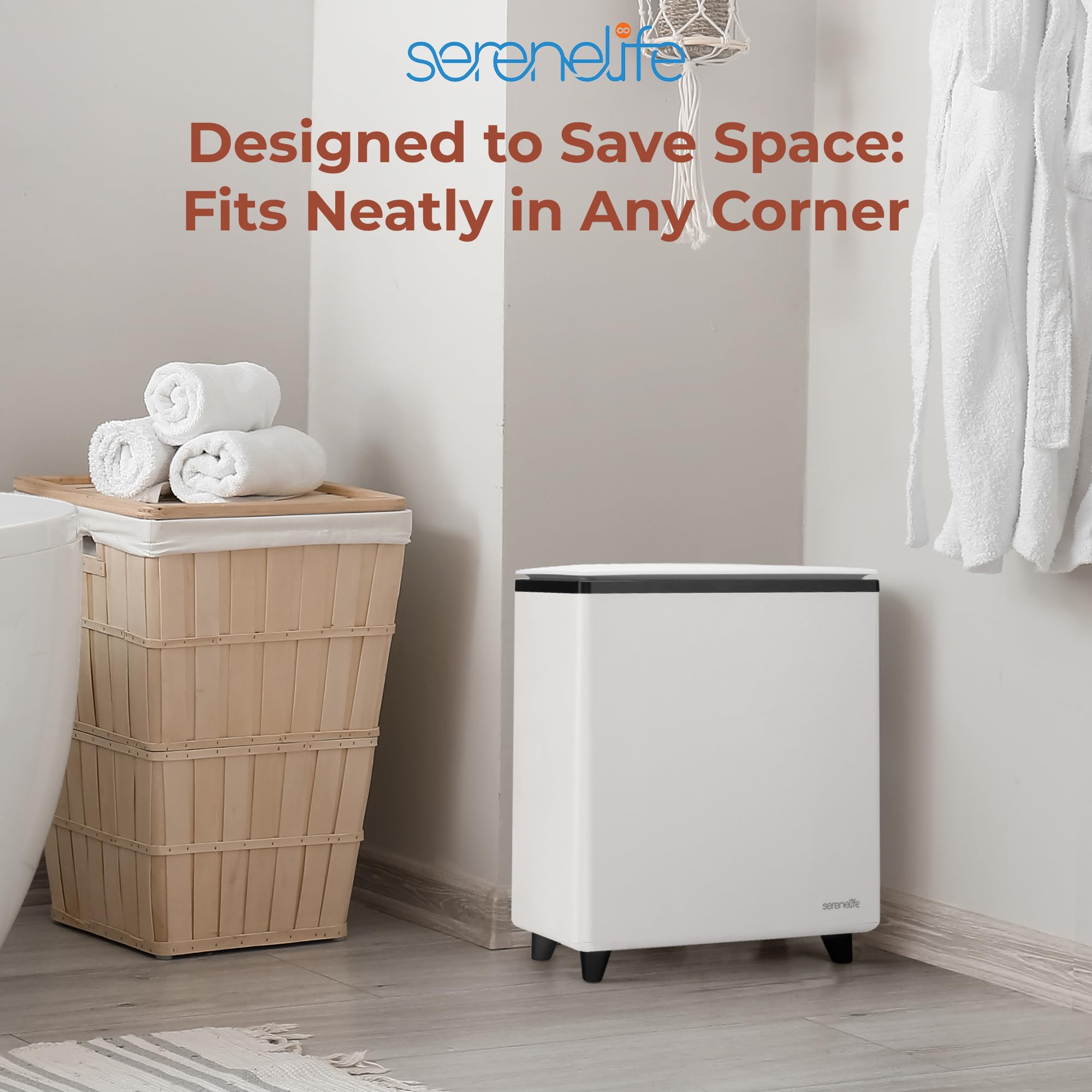 SereneLife SLTLR560W Secchio scaldasalviette rettangolare – Grande capacità singolo tocco asciugamano e coperta scalda con funzionalità WiFi integrata (nero), Taglia unica