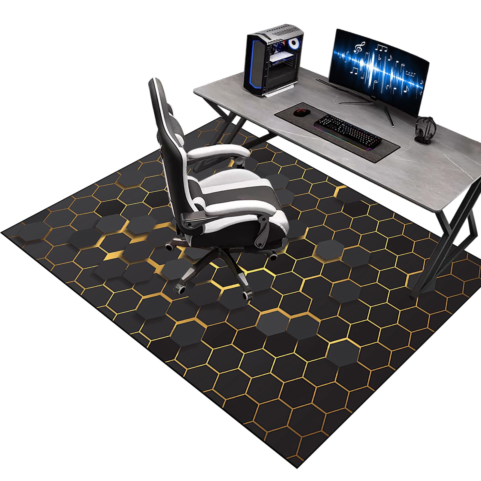 Alfombra Gamer Antideslizante para Silla Gaming Protector Suelo Silla Ruedas Alfombra Silla Escritorio Alfombra Protectora Suelo Tapete Silla de Oficina Protección Alfombra Gaming Suelo 80 x 100 cm