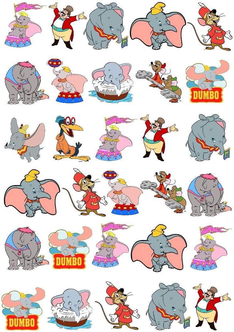 30 x Dumbo STAND UP Edible Paper Cupcake Toppers Cake Decorations