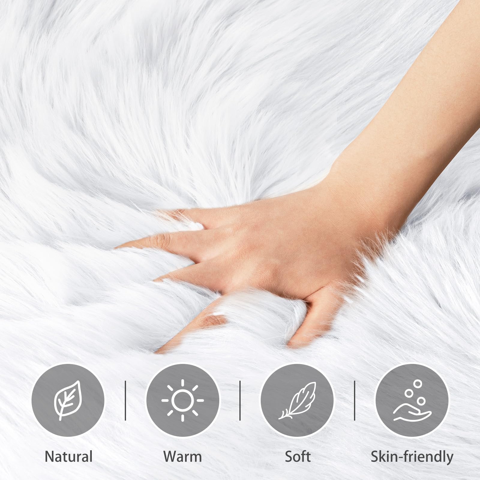 Ciicool Kunstfell-Teppich für Schlafzimmer, Flauschiger Zottelteppich für Sofa, Couch, Sitzkissen, waschbar, Flauschiger Läufer, Dicker Fellteppich, Bodenteppiche für Nachttisch, Wohnzimmer, 6 x 180