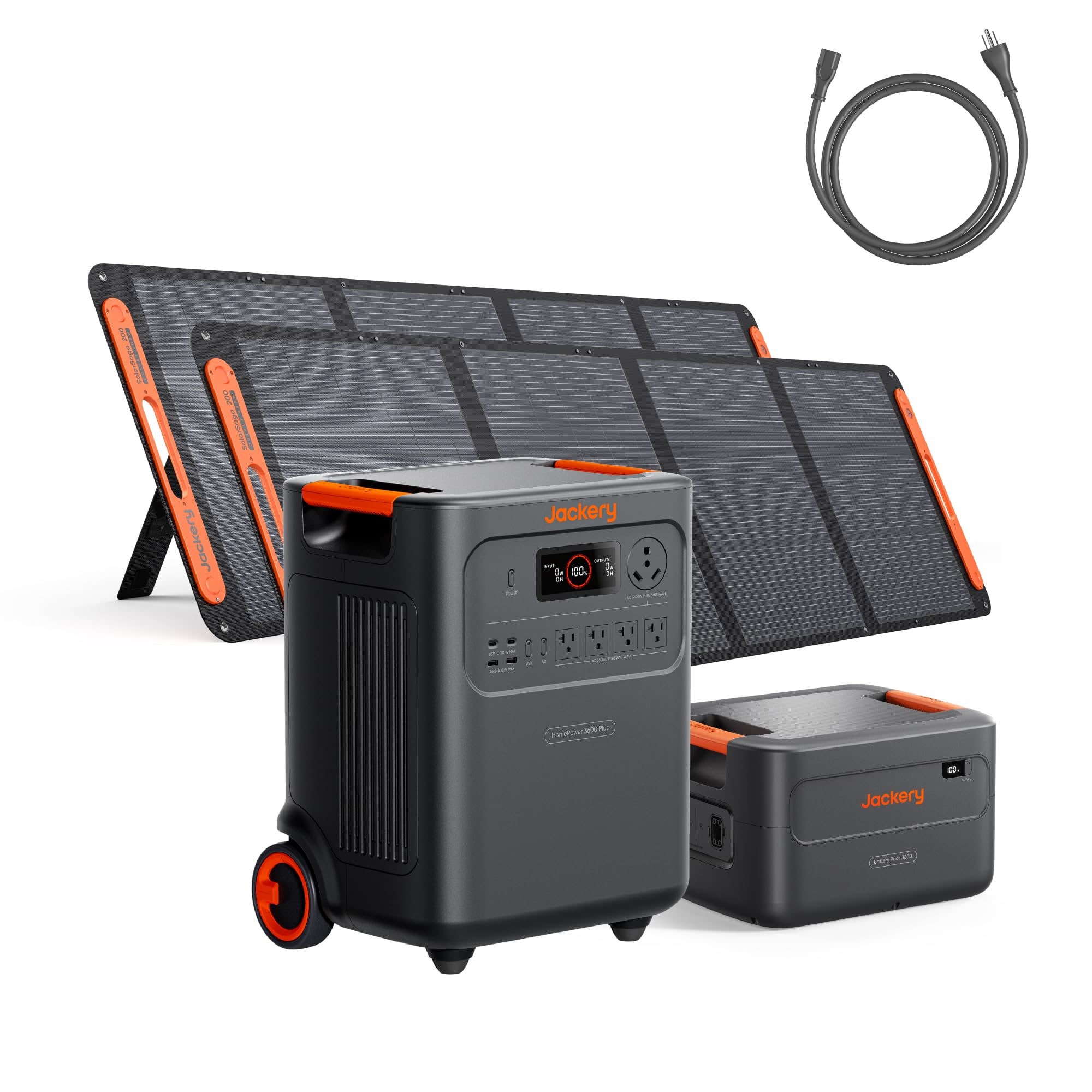 Jackery HomePower 3600 Plus Portable Power Station with AC Cable, Extra Battery and 2x 200W, 3600W AC Output, 7168Wh LFP Solar Generator, Expandable