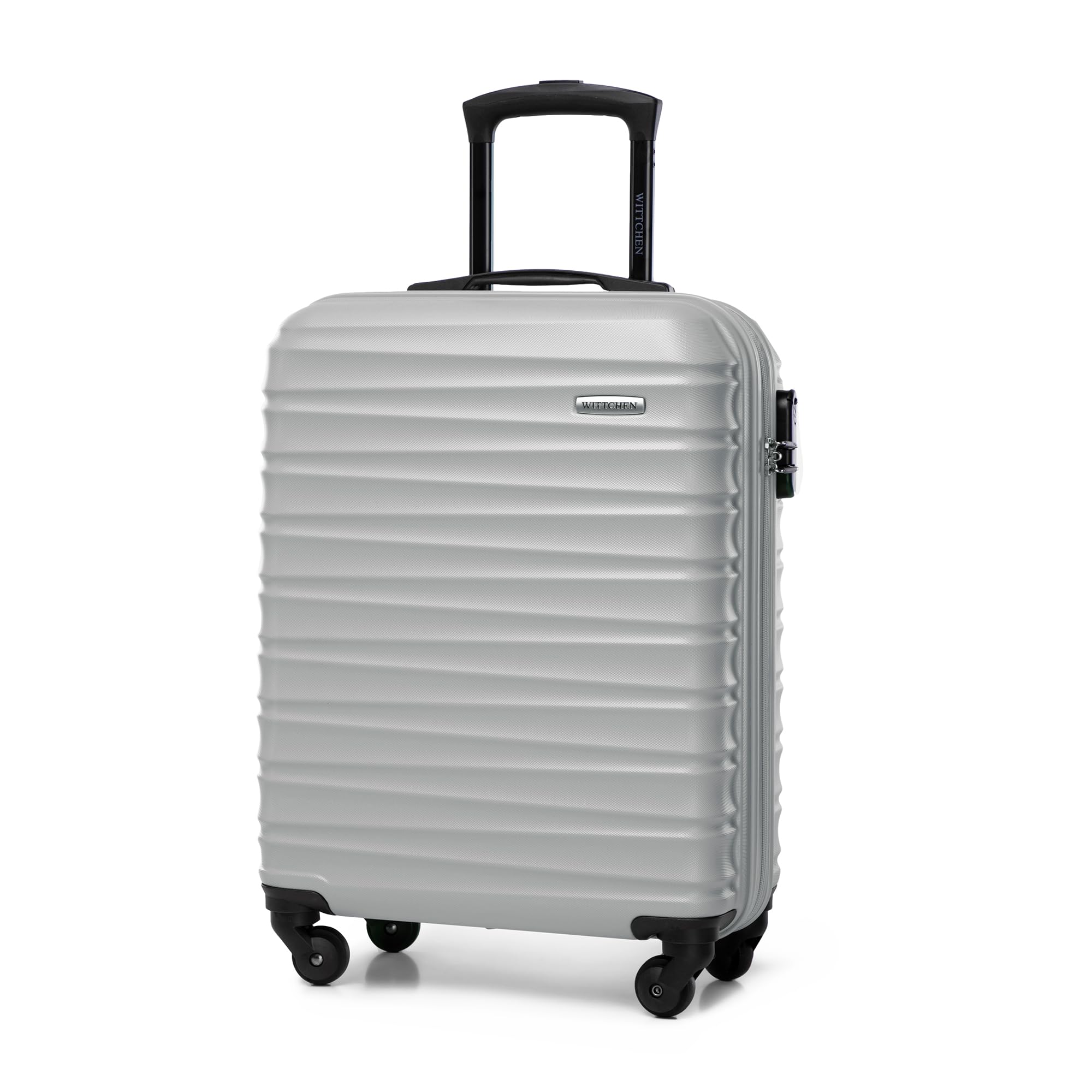 WITTCHEN Maleta Grande Trolley ABS rígido para facturación con 4 Ruedas giratorias Cerradura de combinación asa telescópica Groove Line Negro Ryanair/Vueling/Iberia/easyJet/Iberia Express — view 34