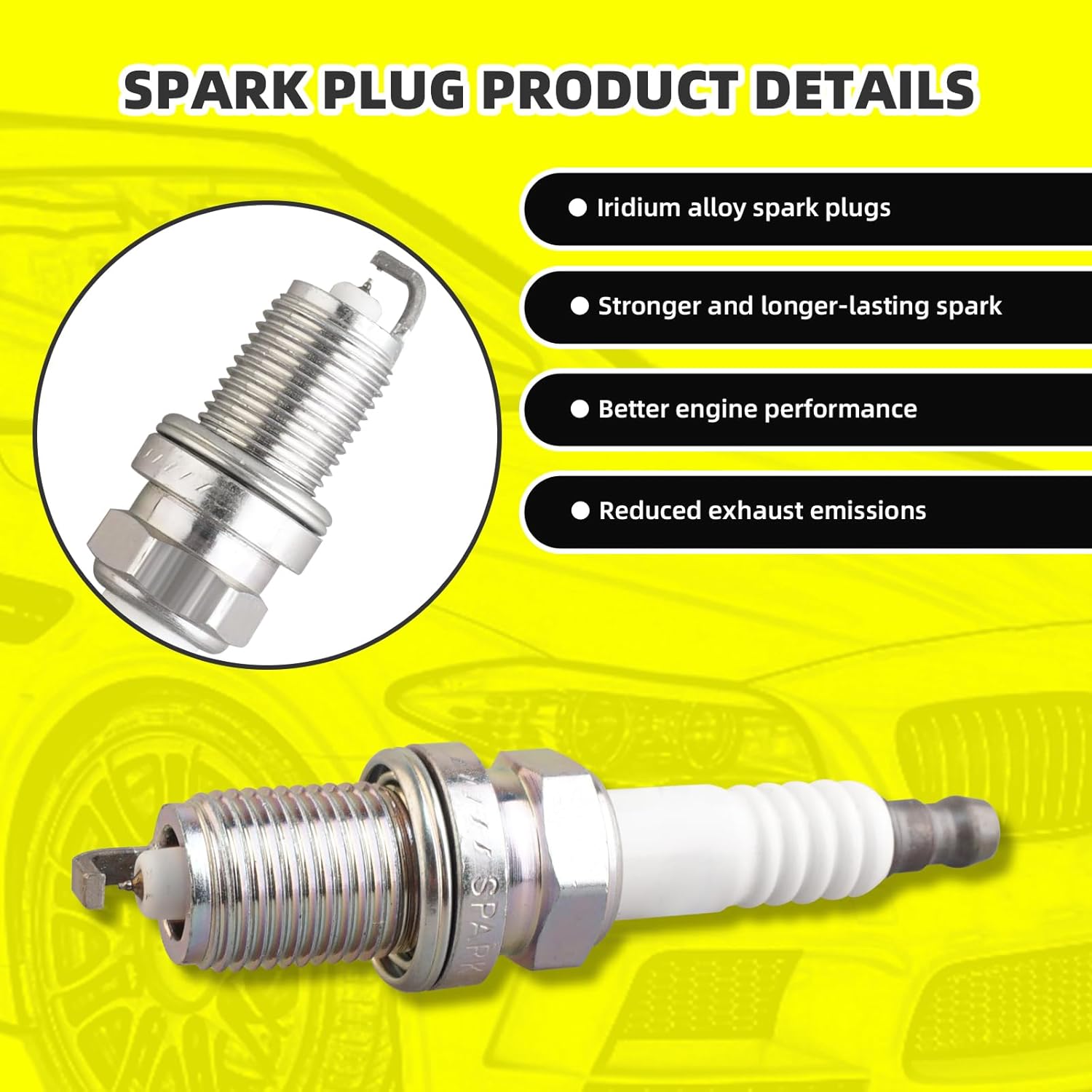 Set of 4 PCS Iridium Spark Plugs with Wire Set 671-4125 55601 57041 RC-VWC035 06A905409L Compatible with Volkswagen Jetta Golf Beetle L4 2.0L