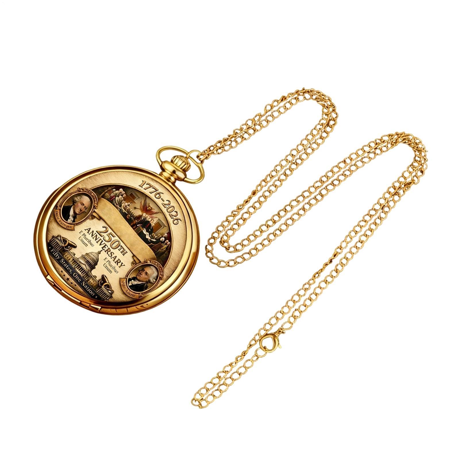 Générique Montre À Gousset | Bijou Drapeau US 250e Anniversaire | Vintage Montre à Gousset pour Collection,pour Hommes Femmes Bureau Maison Voyage Mariage Soirée Fête des Pères