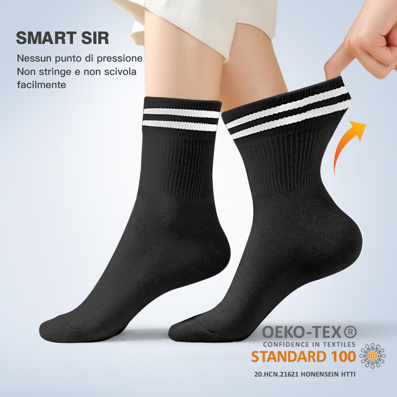 Smart Sir Calzini Sportivi Per Uomo E Donna Da 4 Paia In Cotone Di Alta Qualità, Comodi E Traspiranti, Bianchi, Calzini Lunghi