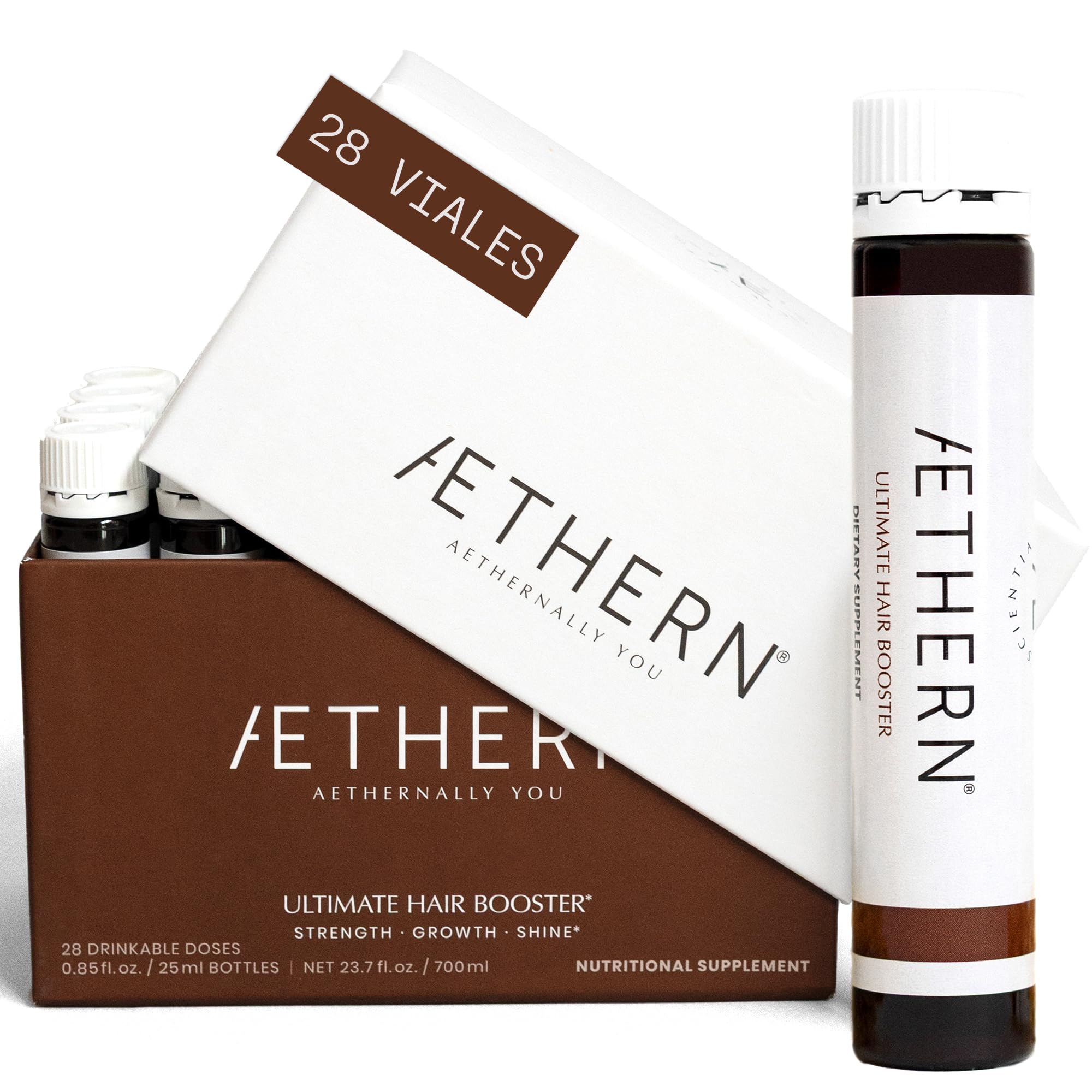 Ultimate Hair Booster - Liquid Hair Growth Supplement - 30 Ingredients - Ready to Drink - Clinically Tested for Stronger & Brighter Hair - 28 Daily Ampoules