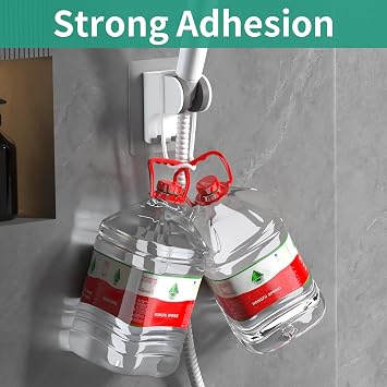 Hand Held Shower Head Holder Wall Mount, 2 Hooks, White, 1 Pack