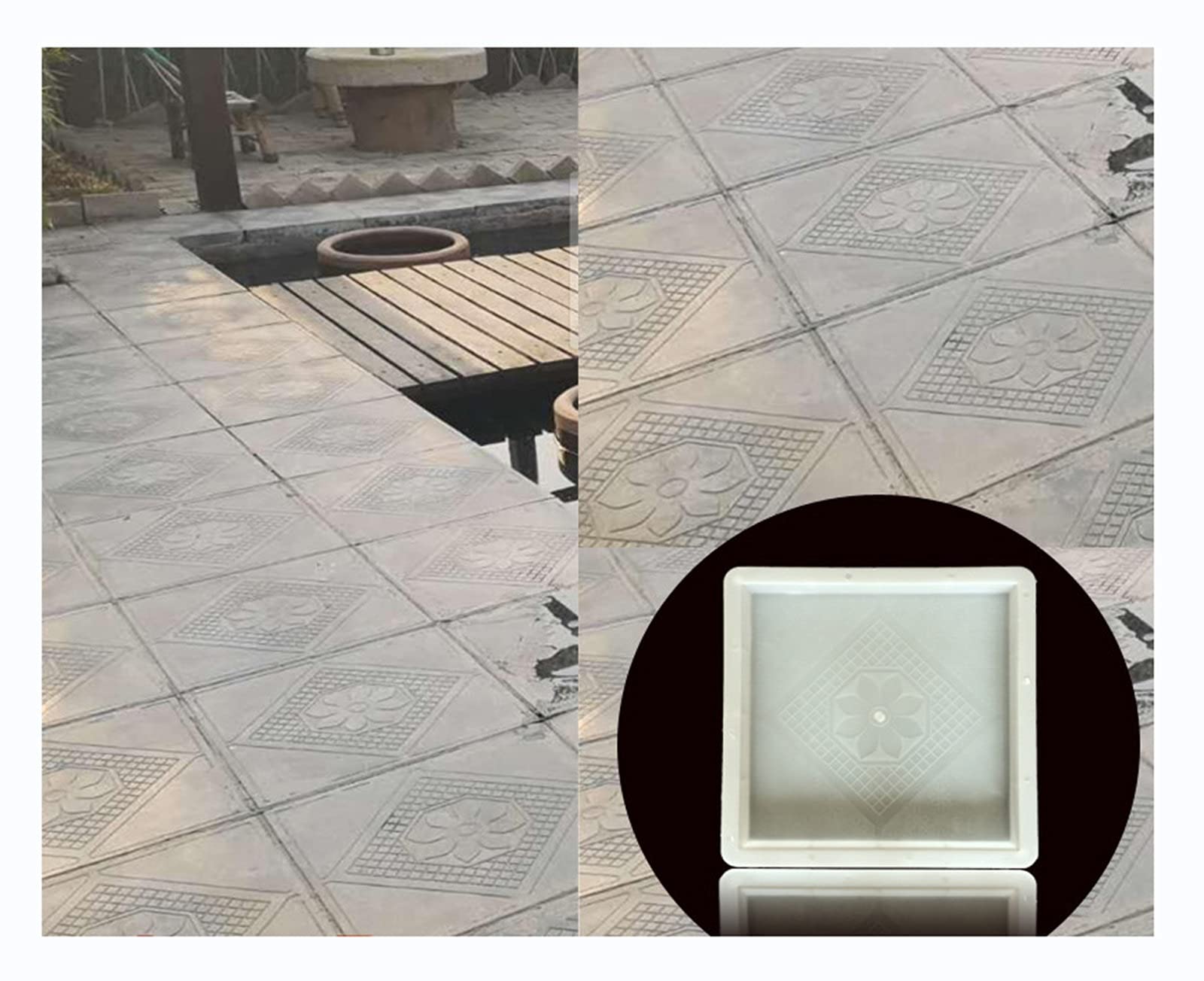 HZW Cement Antique Brick Paver Molds DIY Garden Plastic Pavement Concrete Mold Reusable Home Garden Yard Floor Tile Mold Square Landscape Pedal Stone Mould