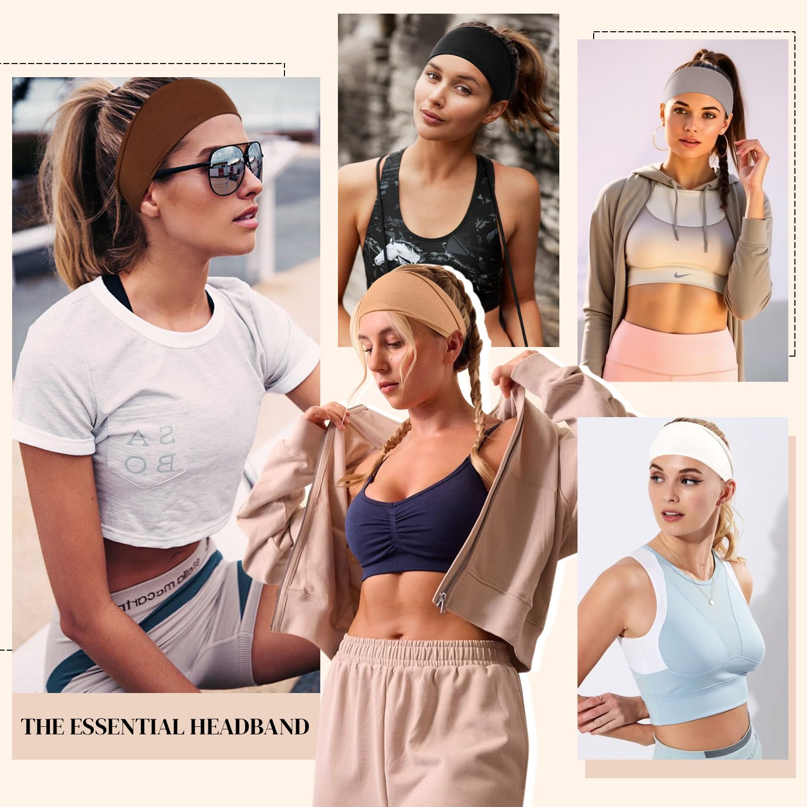 8 Pezzi Fascia Strette Per Capelli Donna, Fascia Elastica Capelli Bandana Donna Elastici Per Capelli Antiscivolo Da Sportiva Adatto Per Corsa, Yoga, Palestra