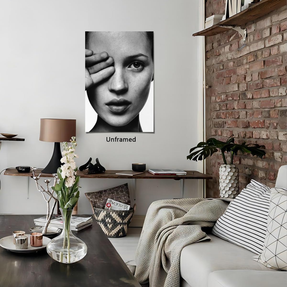 Trendy Luxury Wall Art-Retro Fashion Woman Covering One Eye Poster For Girls Room Wall Decor-Vintage Feminist Black And White Art Canvas Print Picture For Girly Apartment Dorm