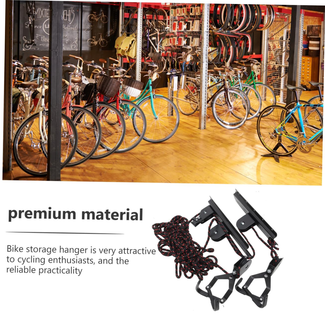 Soporte Colgante para Bicicleta de Pared y Techo, Negro, Interior