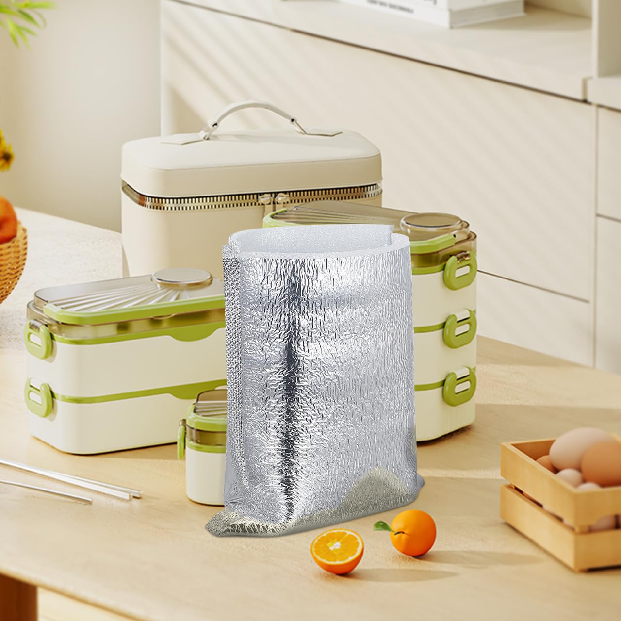 ULTECHNOVO Wiederverwendbare Isolierbeutel, Thermobox-Einlagen für kalte und heiße Speisen, isolierte Versandtaschen, Umschlagtaschen für Mittagessen, Essen, Bento, Camping, Picknick, 50 Stück