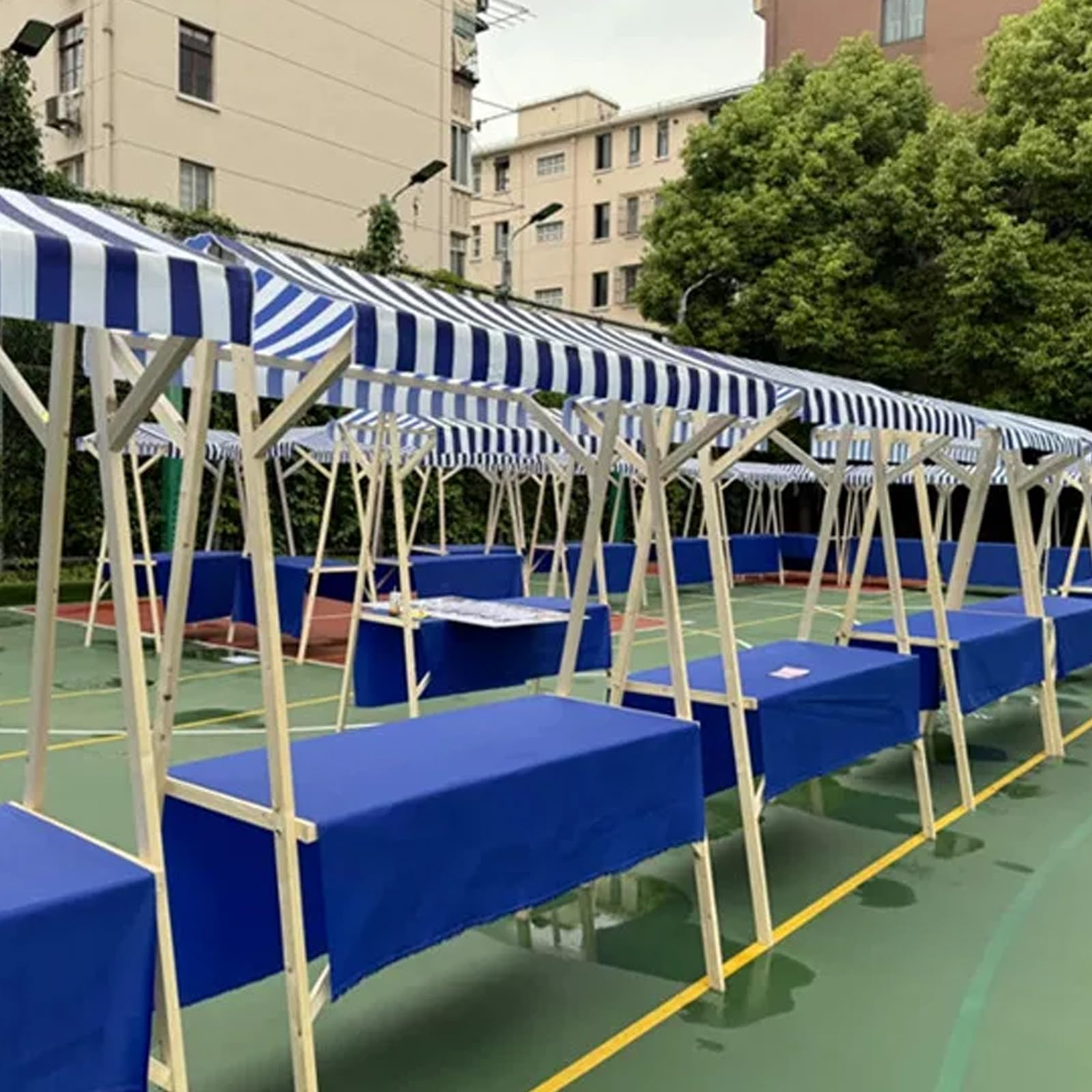 Carrito Expositor para Mercado agrícola con Ruedas giratorias de 360°, Estructura de Madera Maciza, Tela Oxford Impermeable, Soporte de exhibición para Exteriores para Eventos de Venta ambul