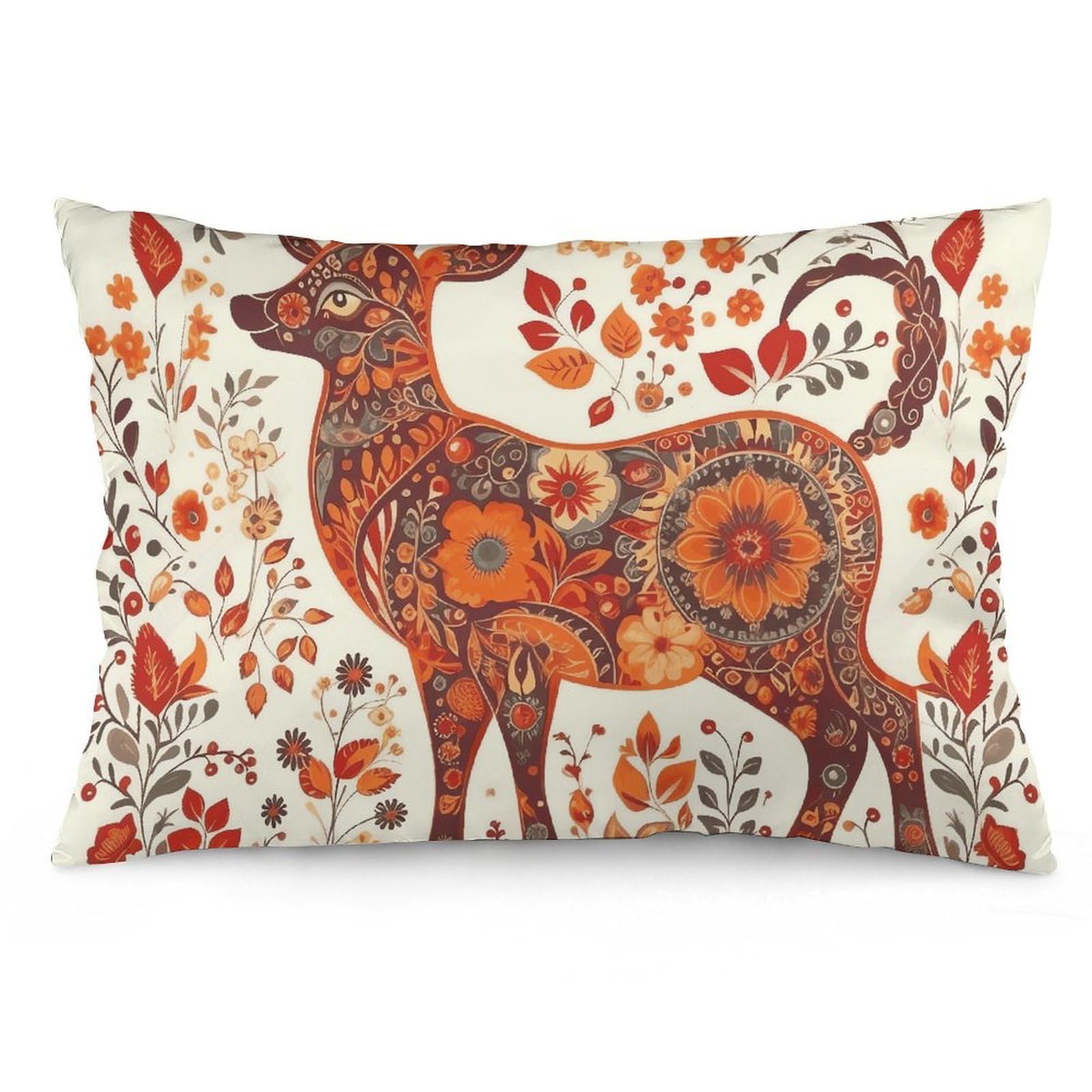 NTVOWPZO 2 Pack Decoration Throw Pillow Covers 12 "x20 Pillowcases Covers Red and Orange Deer Pillowcases Modern Farmhouse Home Decor Sofa Cushions Covers for Couch Bed Living Room