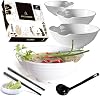 4 XL White Pho Bowls set. 16 Pieces Pho Bowl Set for Asian Noodle Dishes, 52 oz Restaurant Quality Melamine. Perfect for Ramen, Curry, Udon, Thai. Includes Spoons, Chopsticks And Sauce Dishes