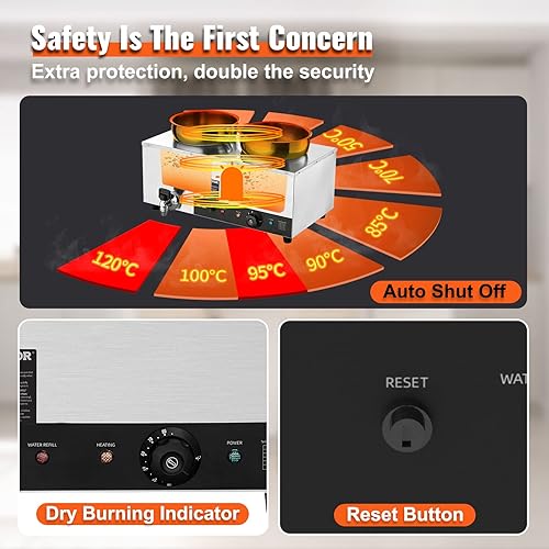 Miniatura 4 de VEVOR Calentador de sopa eléctrico, doble olla redonda de acero inoxidable de 7.4 cuartos de galón de temperatura ajustable de 86  185 F, 1200 W