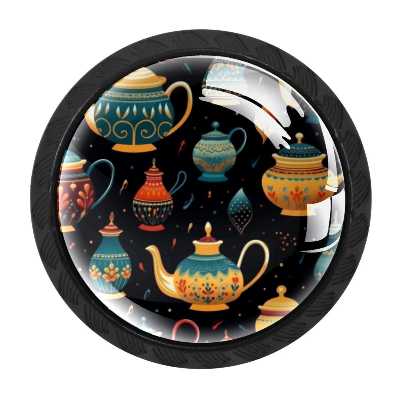 CHENZZZZ 4 Pack Black Arabian Tea Kettle Kitchen Handles, Cabinet Pulls Hardware for Cupboard Drawer Knobs Dresser Pulls