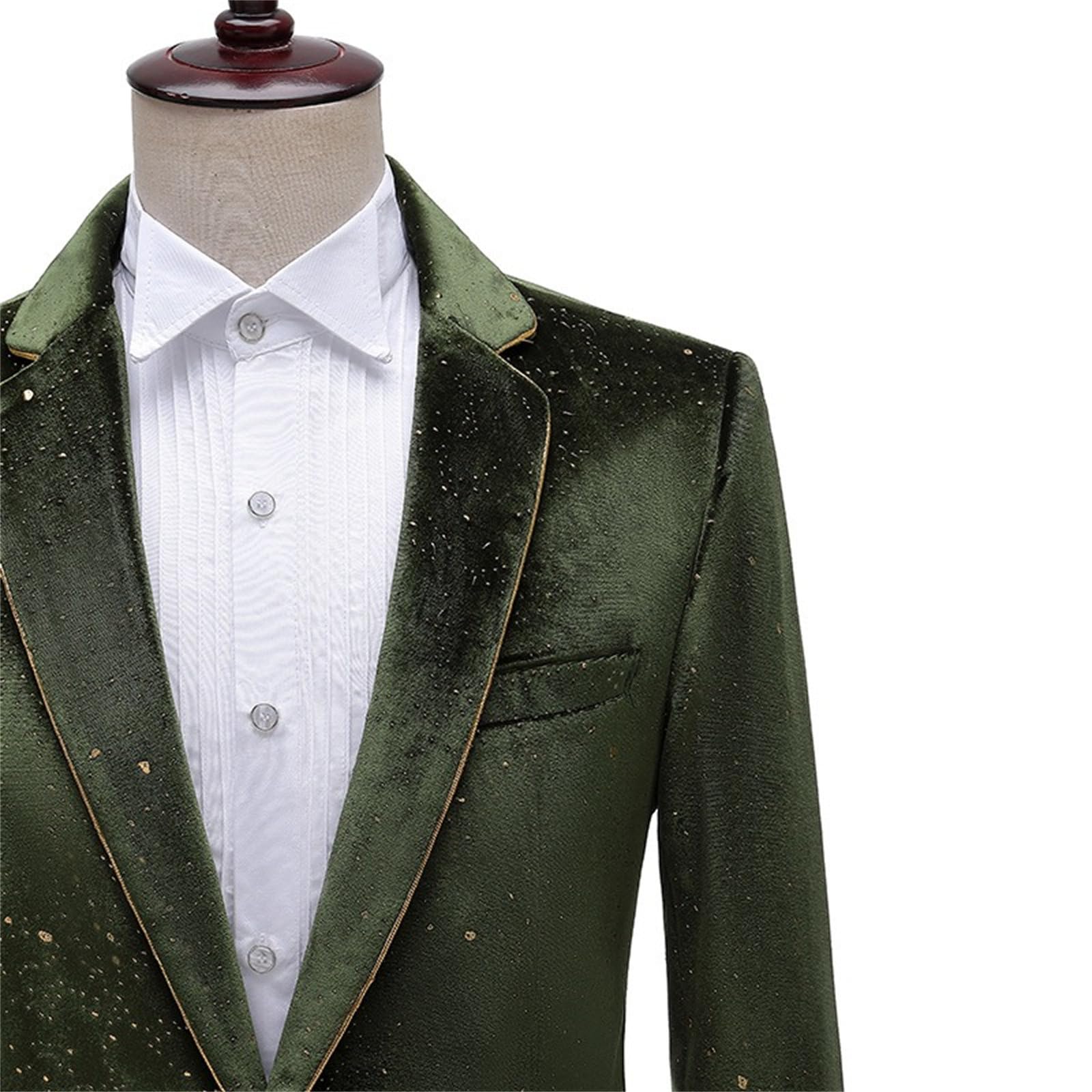 Completo da Uomo in Velluto Slim Fit, 2 Pezzi, Smoking in Velluto, Giacca e Pantaloni da Sera di Lusso