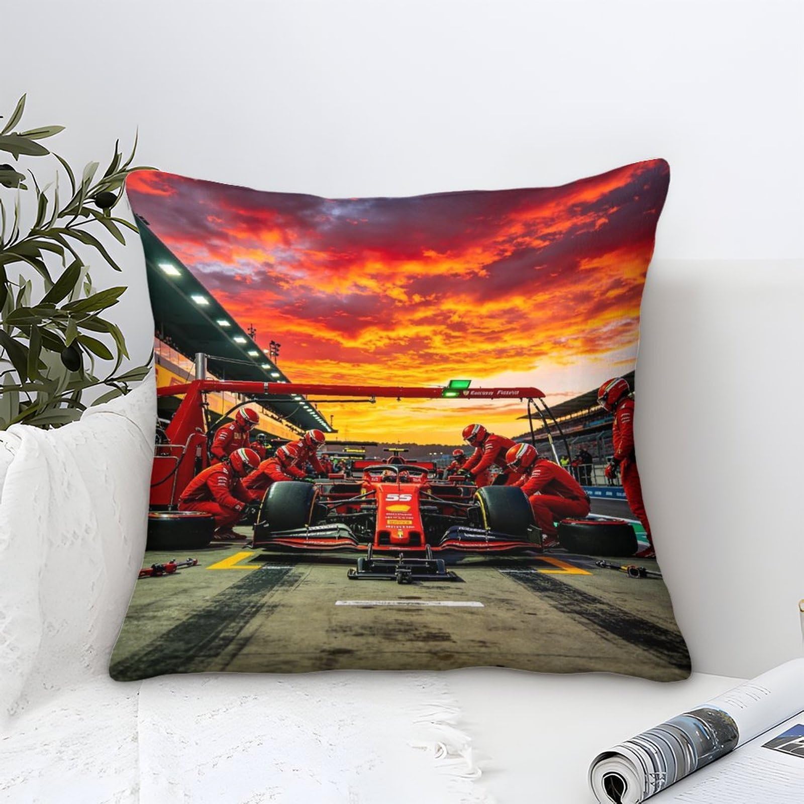 Xiaopangxy Formulaa Racing-7 Formulaa Racing Themed Microfiber Cushion Cover, 50X50cm Pit Stop Decorative Square Throw Pillow Case For Couch Livingroom Sofa Bed