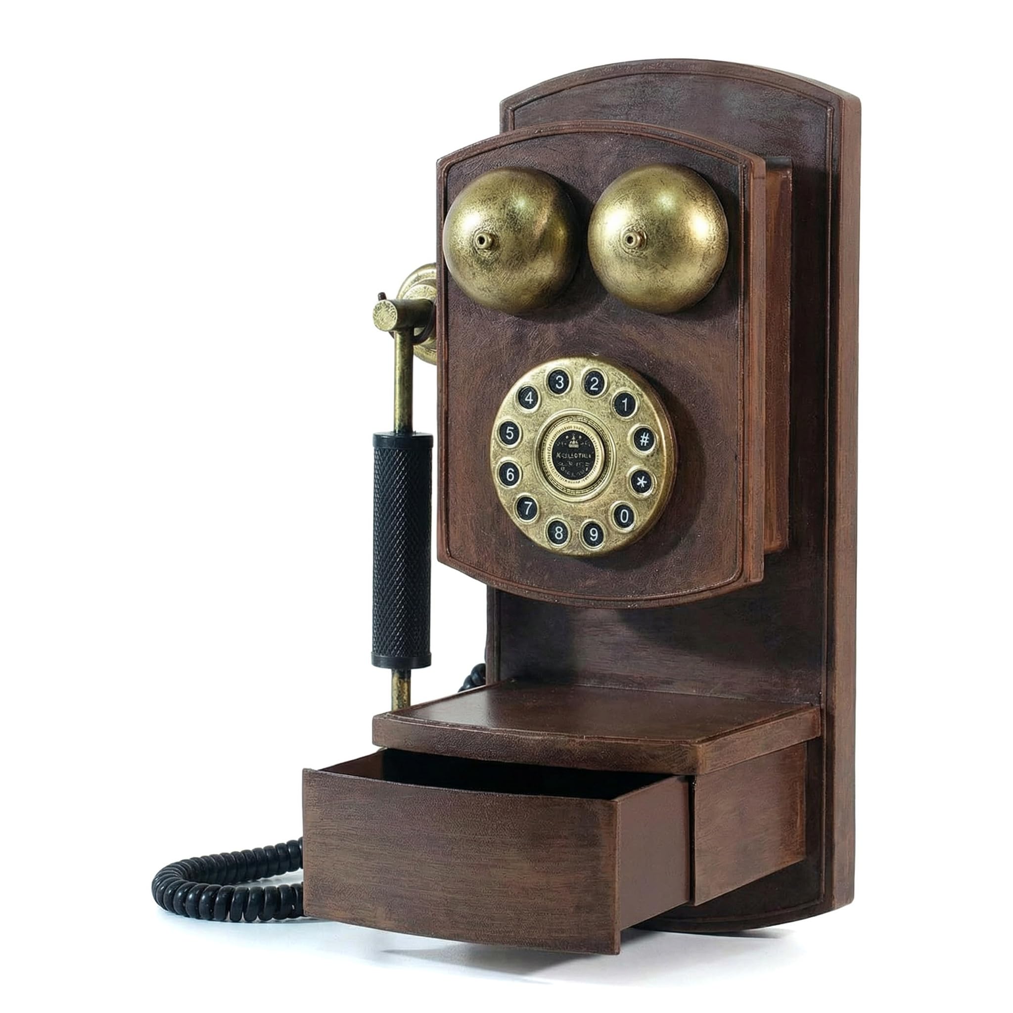 Vintage Rotary Dial Telefono Decorazione da Parete - Ornamento Antico Telefono Fisso per Casa, Ufficio o Retro Booth Decoration - Classico Oggetto di scena da collezione