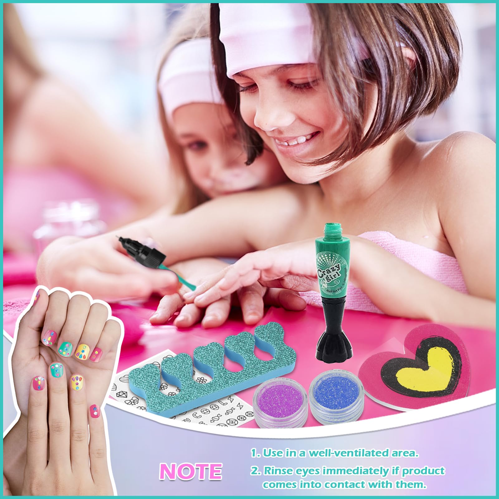 18Pcs Vernis Enfants Cadeau Fille 3 6 7 8 9 10 11 12 Ans Filles Kit Manucure Enfant Ongles Enfant Filles Jouet Fille Maquillage Kit Vernis a Ongle Jouets Cadeau pour Anniversaire Noël La Fête