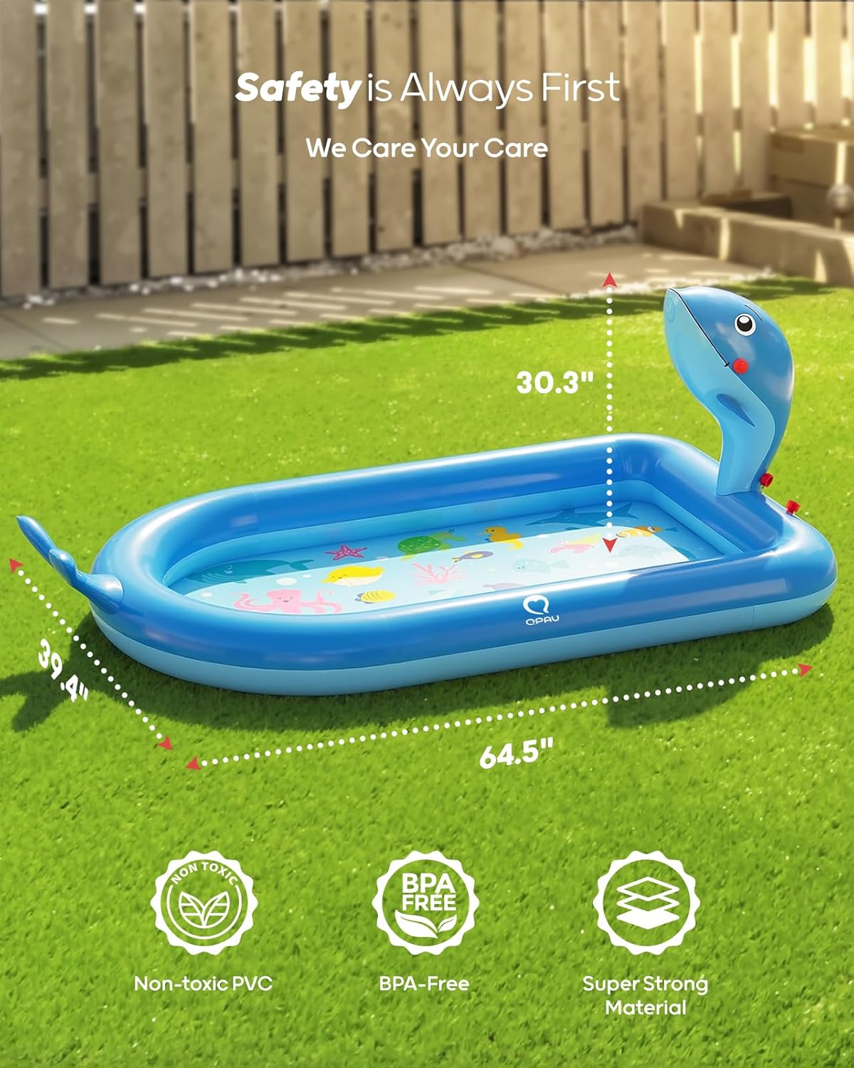 QPAU Unique Gifts for One Year Old,Blue Whale Toy Splash Pad for Toddlers,Inflatable Pool for Birthday Girl＆Boy Gifts 1 Year Old Girl＆Boy Gifts