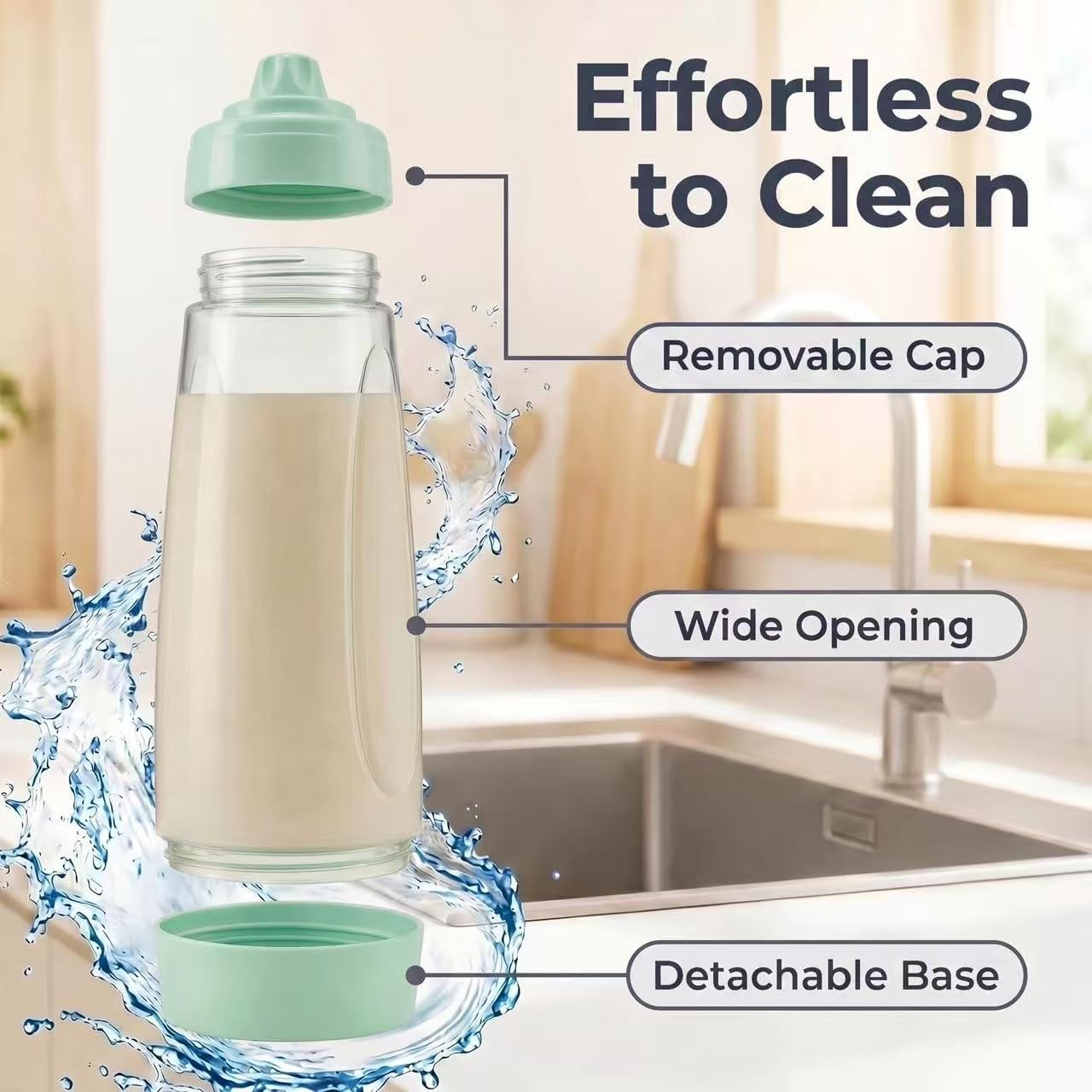 2PCS Pancake Batter Dispenser & Mixer Bottles, 1000ml Leak-Proof Silicone Squeeze Bottle, BPA Free & Dishwasher Safe for Pancakes, Waffles, Muffins, Crepes & Cupcakes (green)
