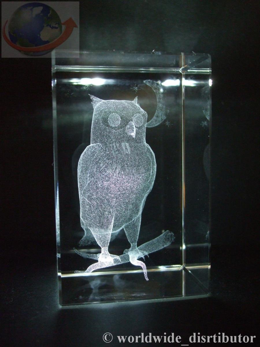 Crystal Images Owl Laser Paperweight 3 Dimensional 3648 By