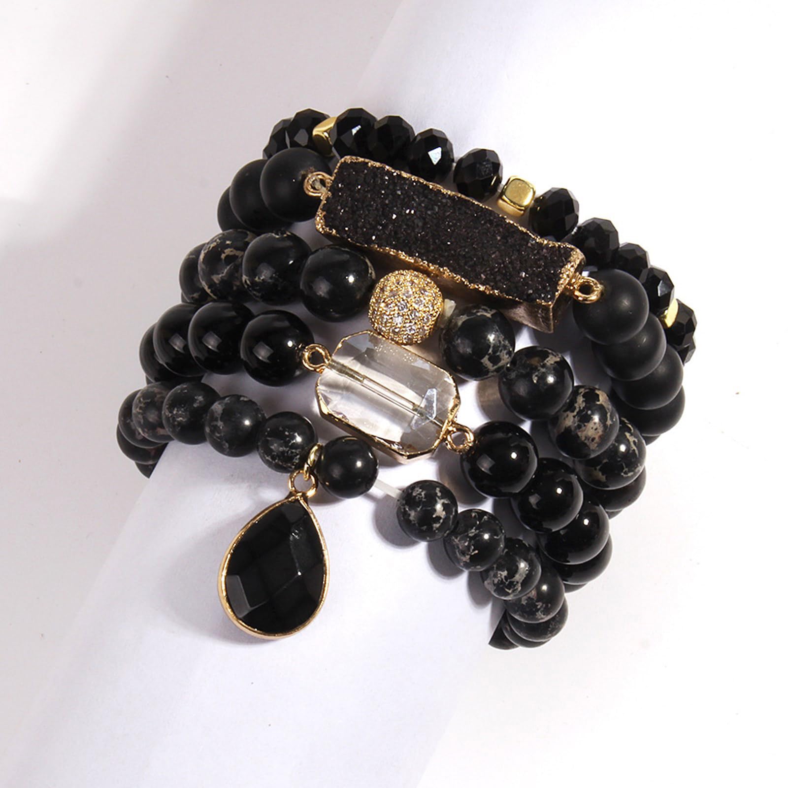 WZGWDC Gioielli Fatti a Mano Bracciale con Perline Fascino Regolabile Pietra Artistica
