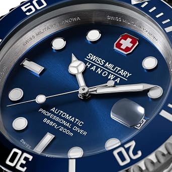 Swiss Military Hanowa Men's Automatic Watch Sealord Professional Diver 41 mm Diameter Date Sapphire Glass