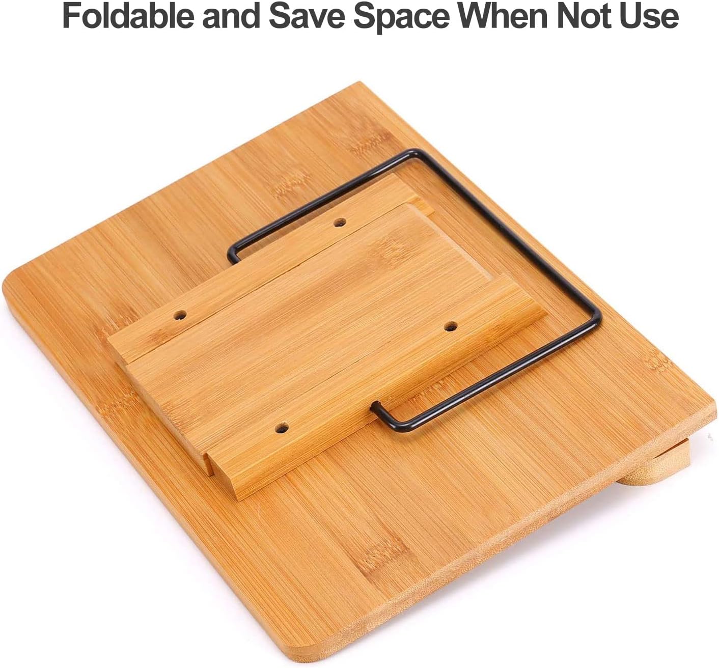 MEGREZ Small Bamboo Foldable Book Stand+Medium Cookbook Stand Holder