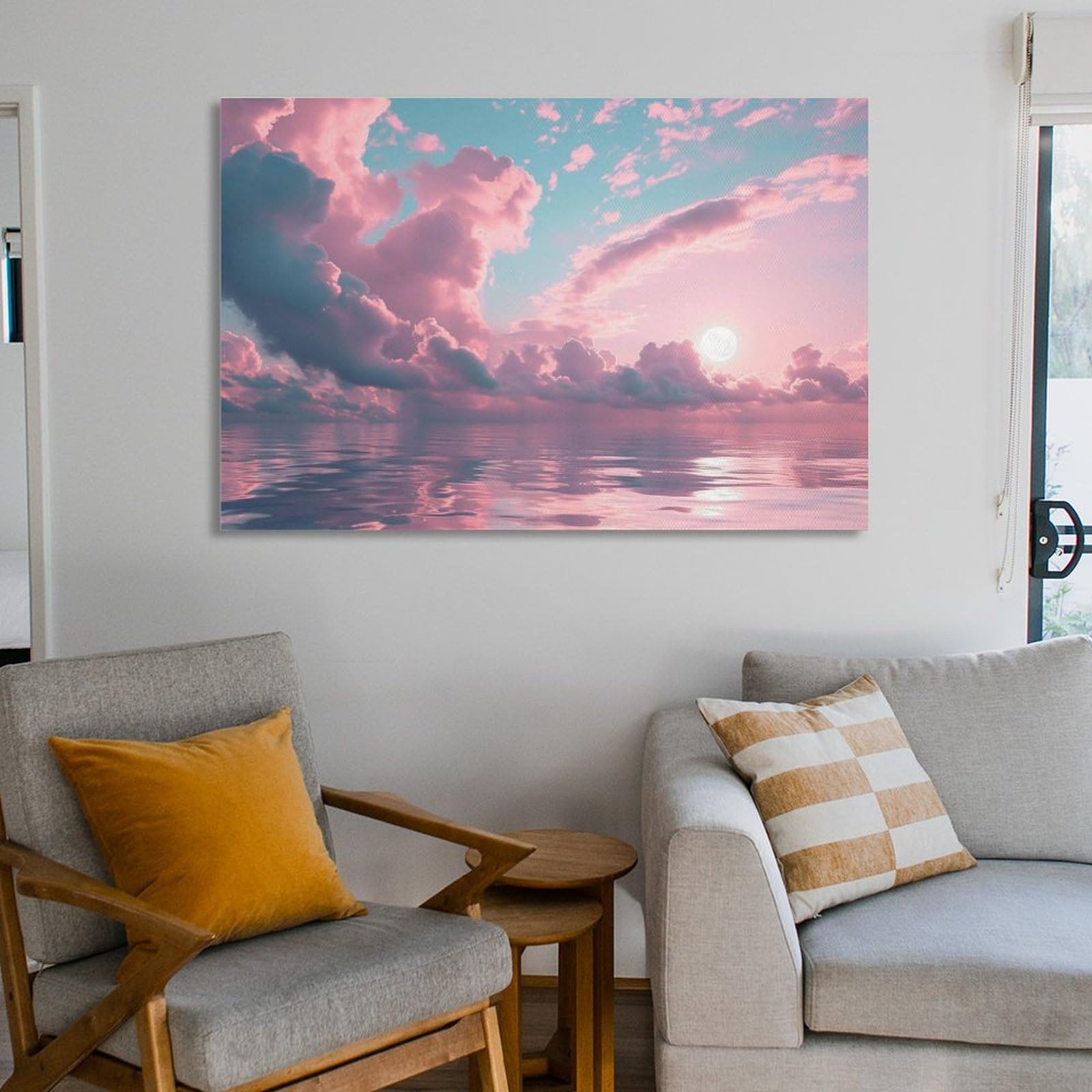 ピンクインテリア 海の風景 テクスチャーアート 海の絵 海 海アート Amazon.co.jp: 絵画 ピンクの海景インテリア 絵画 美しい海の景色 魅力