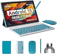 IWEGGO CP20 Pro Android 15 Tablet 10.1 Inch 18GB RAM 128GB ROM 2TB Expandable 2-in-1 with Keyboard Mouse Stylus Navy