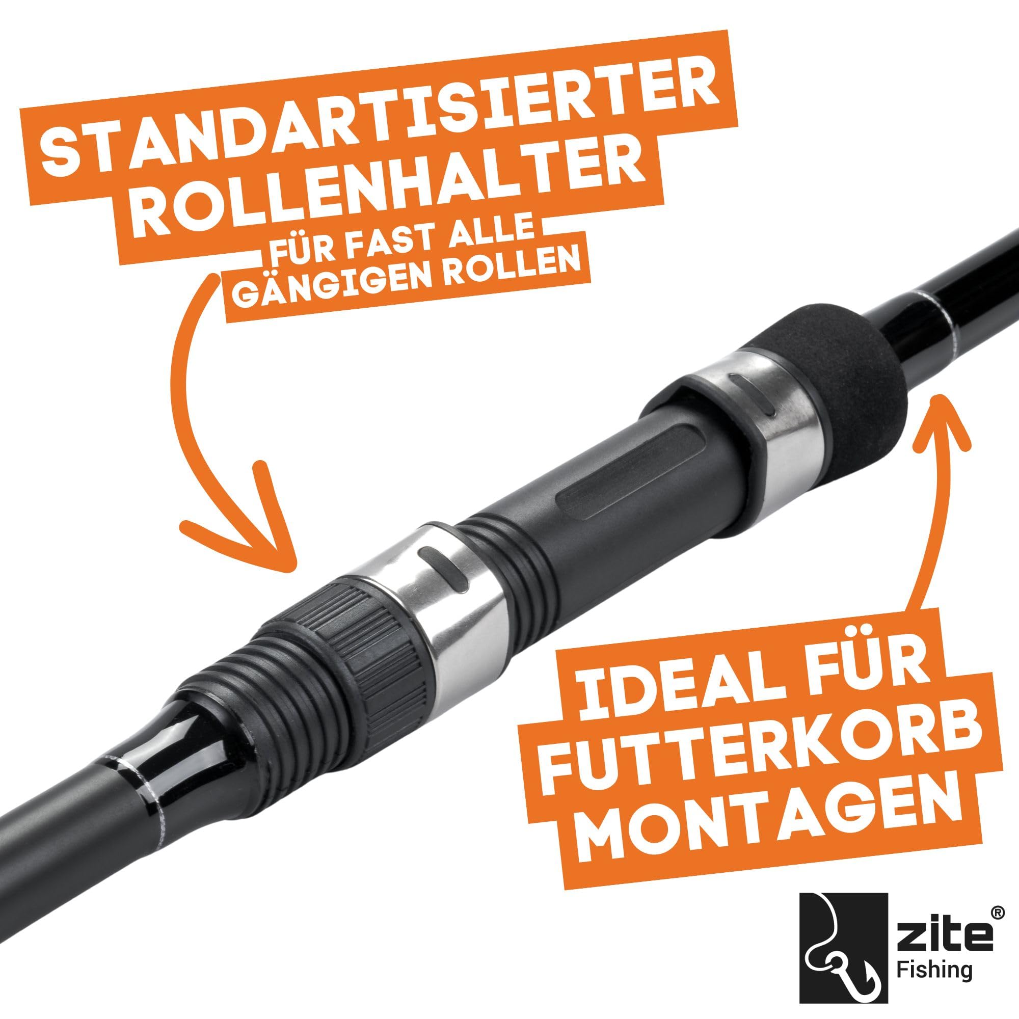 Zite Fishing 3,60m Karpfenrute 3-teilig 3lbs - Composite Carbon-Blank - Steckrute Rutschfester Griff - Angelrute fürs Karpfen-Angeln