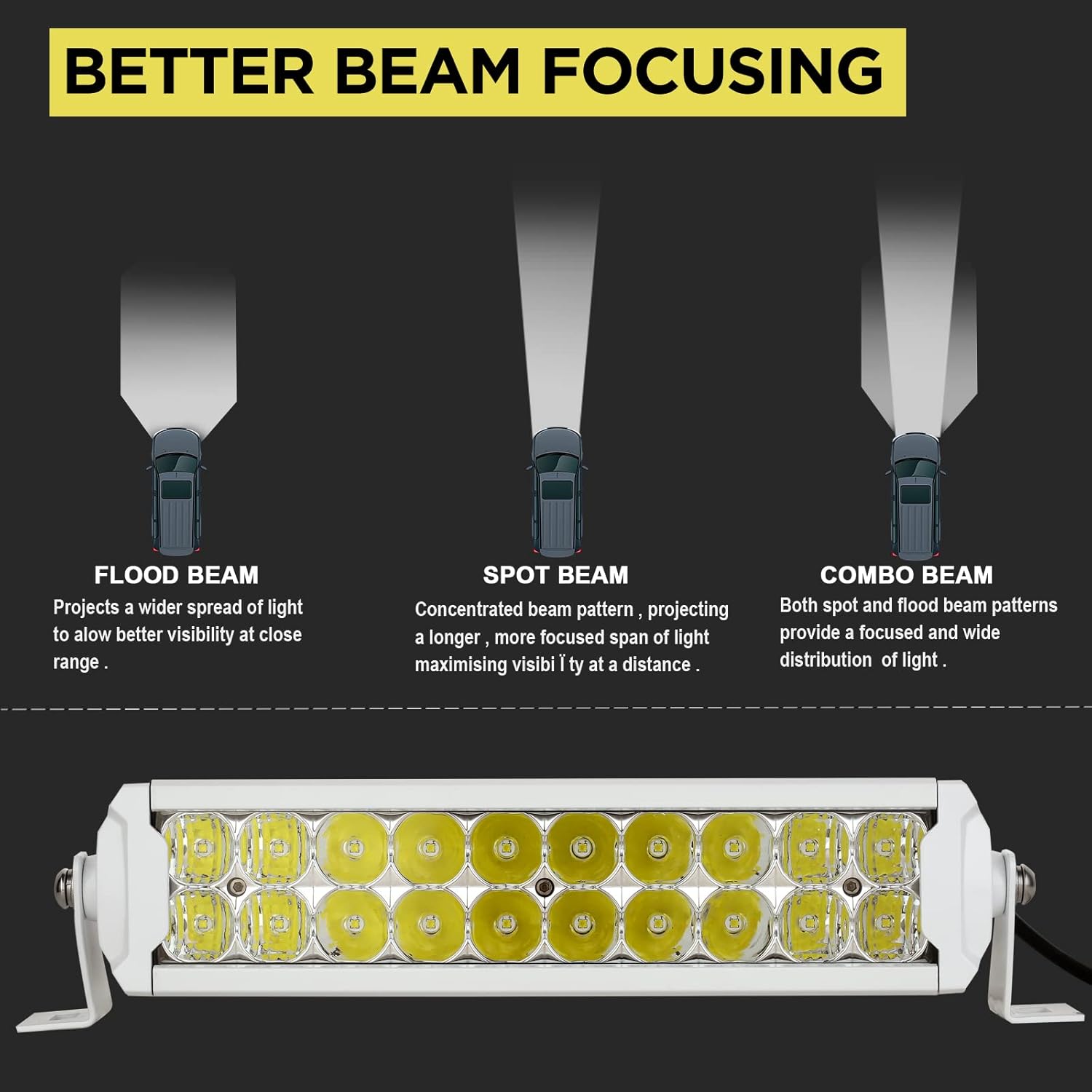 Marine Light Bar, BIGLION.X Marine Lights for Boats 12 inch Marine Led Light Bar 100W 16000LM Double Row Spot&Flood Ｍarine Light Bar for Boats Deck Dock Yacht t Led Boat Light Bar Boat Headlights