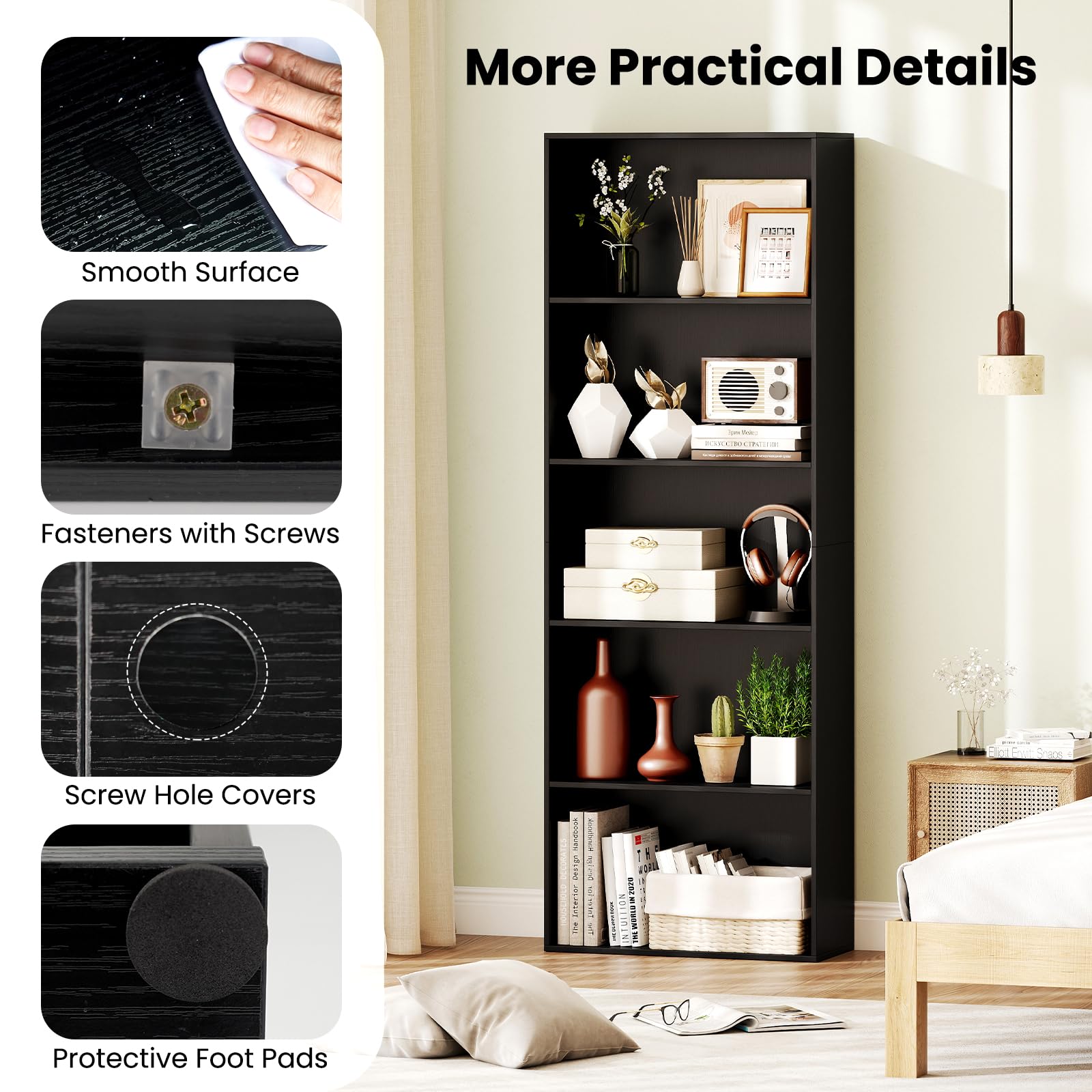 Amazon.com: DORTALA Bookcase 5-Shelf Multi-Functional Modern Wood