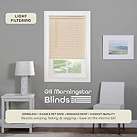 Vista 2 de Achim Home Decor GII Morningstar - Persiana pequeña sin cordón y con filtro de luz para ventanas interiores, 38 pulgadas de ancho x 64 pulgadas