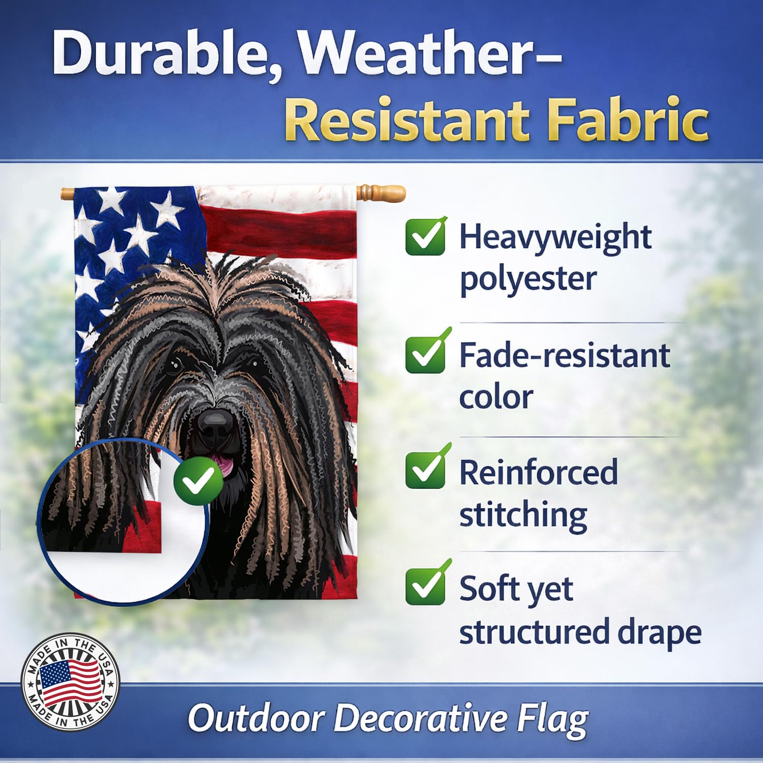 Caroline's Treasures CK6666CHF - Bandiera americana a forma di cane Puli, misura grande, multicolore