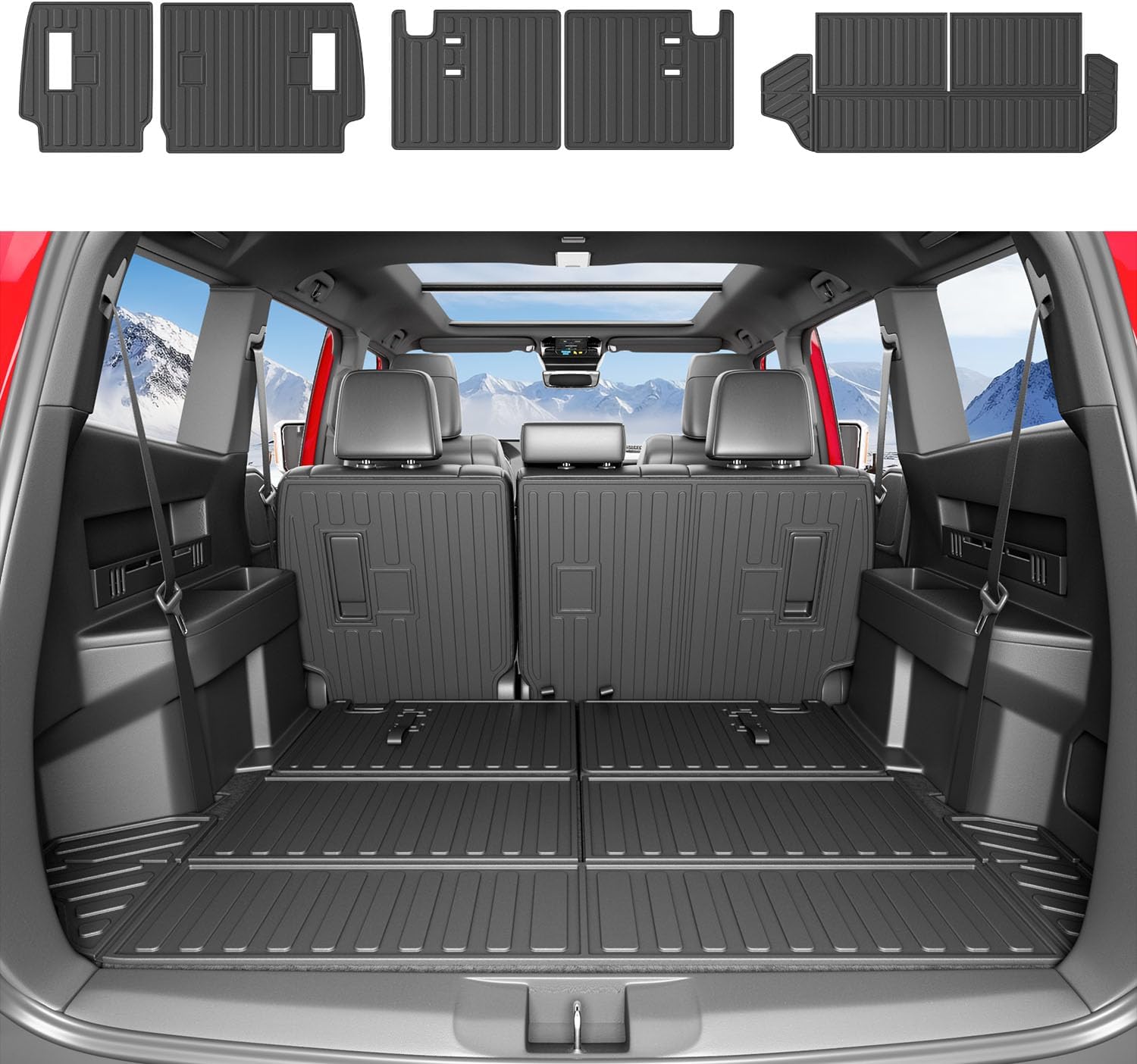7 Seats Cargo Mat Compatible with 2025 2026 Toyota 4Runner Backrest Trunk Mat Gas Trunk Liner Cargo Liner Replacement for 2025 2026 Toyota 4Runner Accessories