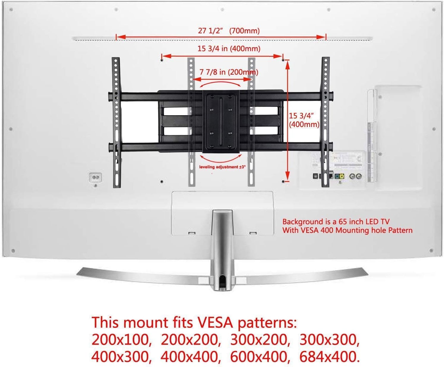 VideoSecu Articulating Flat Panel TV Wall Mount for Most 32 39 40 42 43 46 47 48 49 50 55 58 60 65 70" LCD LCD LED Plasma TV with Bonus HDMI Cable CT0