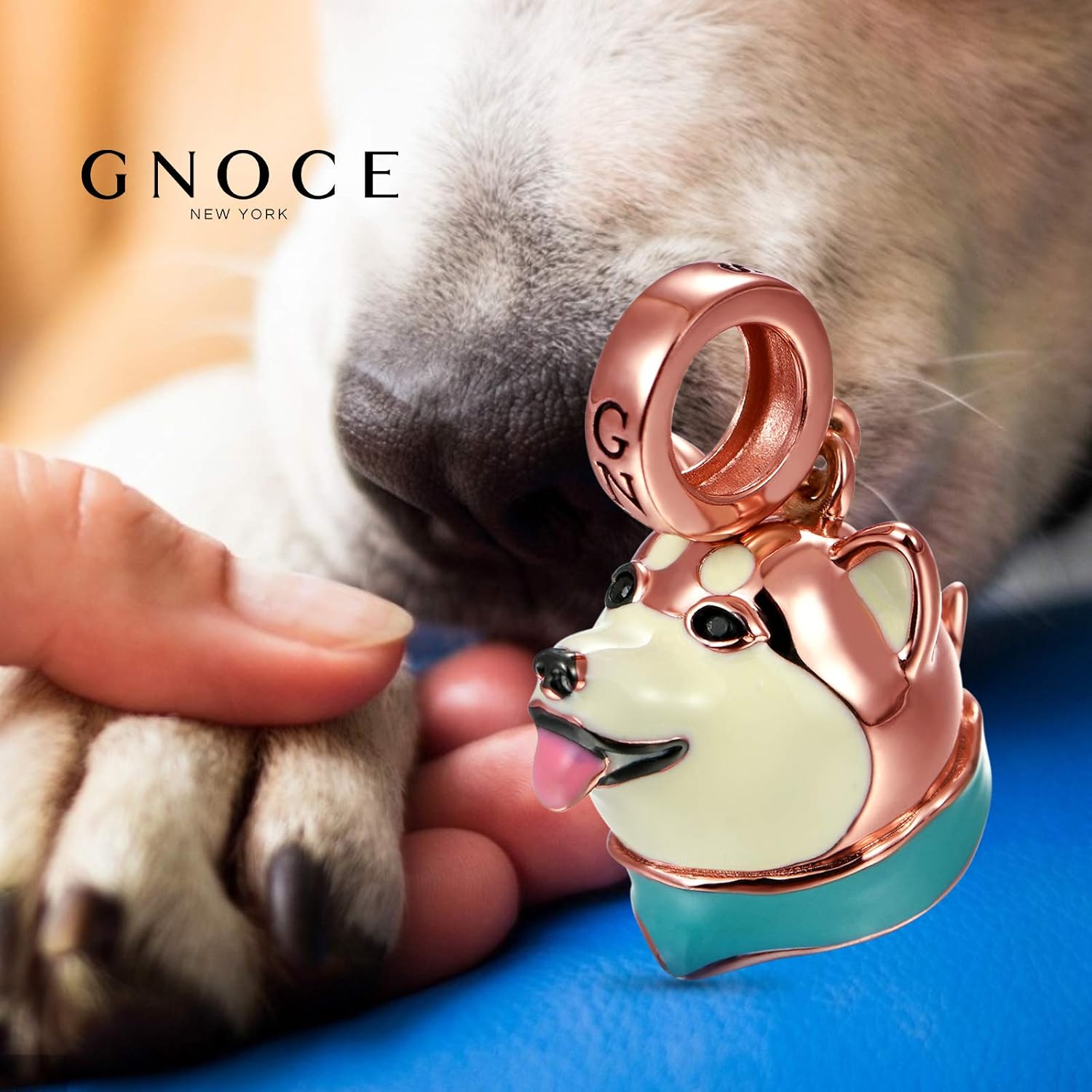 GNOCE Pet Dog Bowl Bead Charm For Women, S925 Sterling Silver Bead Charm NecklaceBracelet for Her, Jewelry Gift
