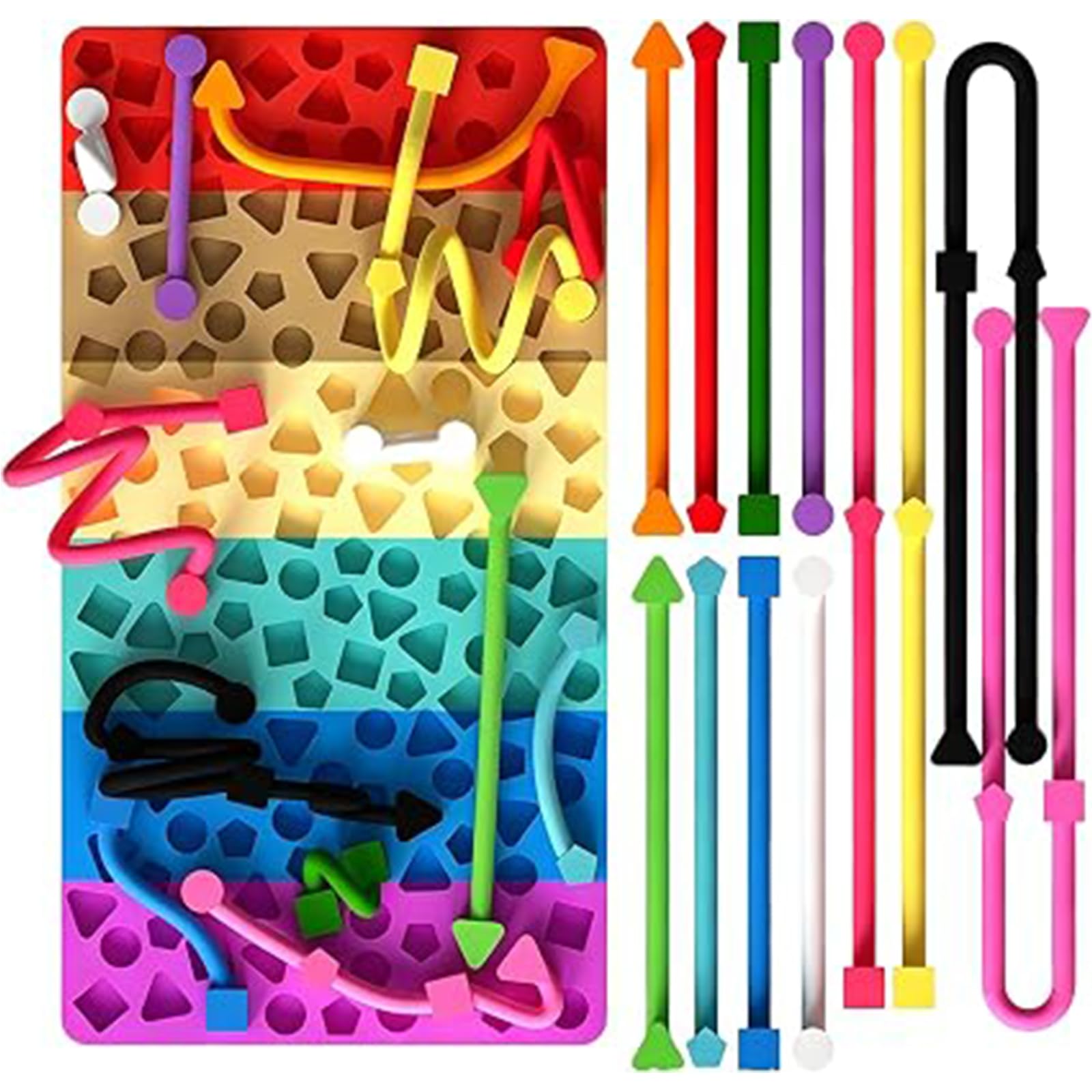 1 Set Sensory Activity Board, Sensory Board, Silicone Fidget Board Portable Sensory Tray Picky Pad, Quiet Busy Activity Toy for Travel Airplane Car, Stress Anxiety Relief Focus Toy, Ideal