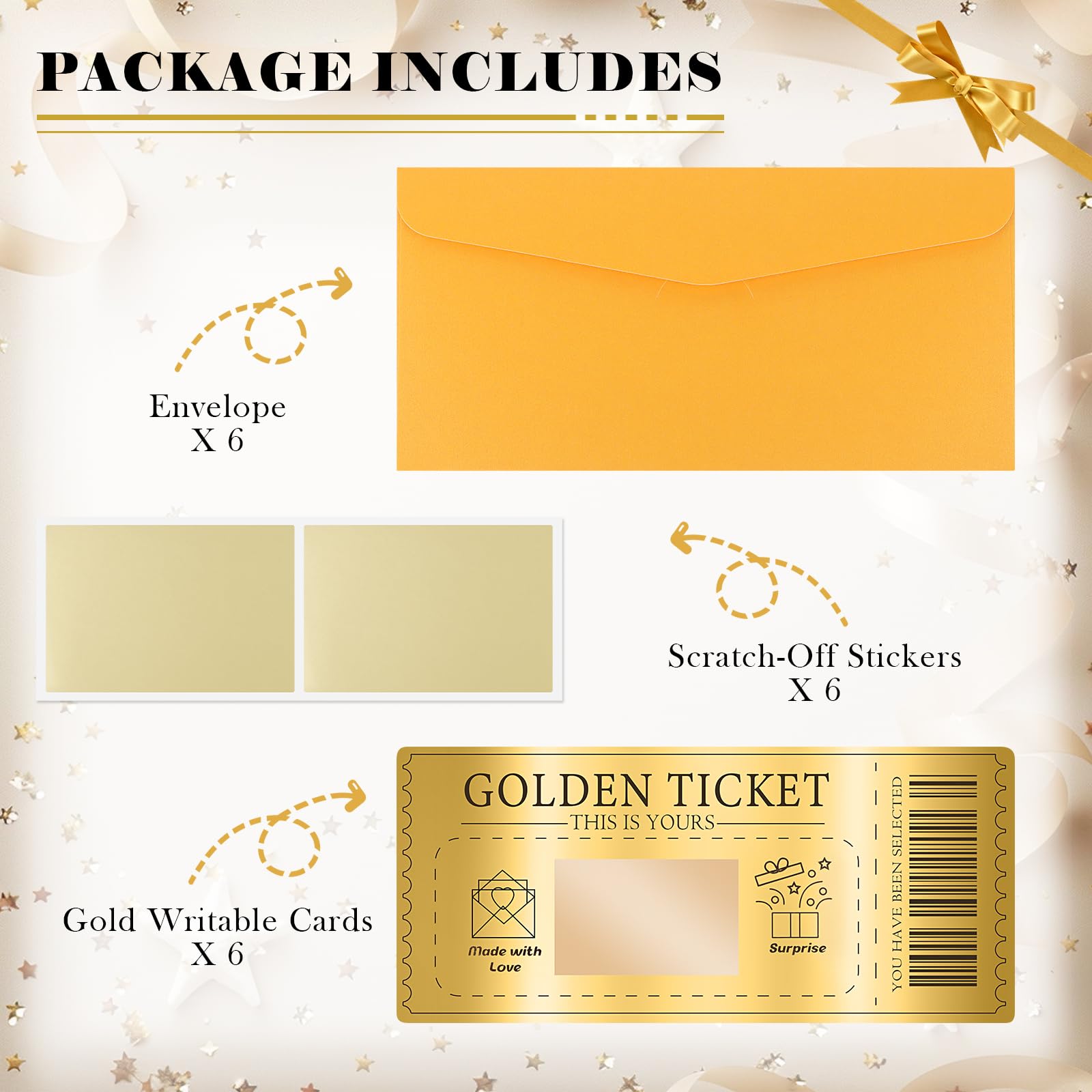 Uncle Yang Goldene Rubbelkarten Set - 6 Stück DIY Gutschein Karten Mit Umschlägen